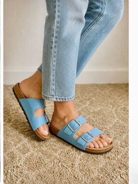 Northside Baby Blue Double-Buckle Slide Sandals